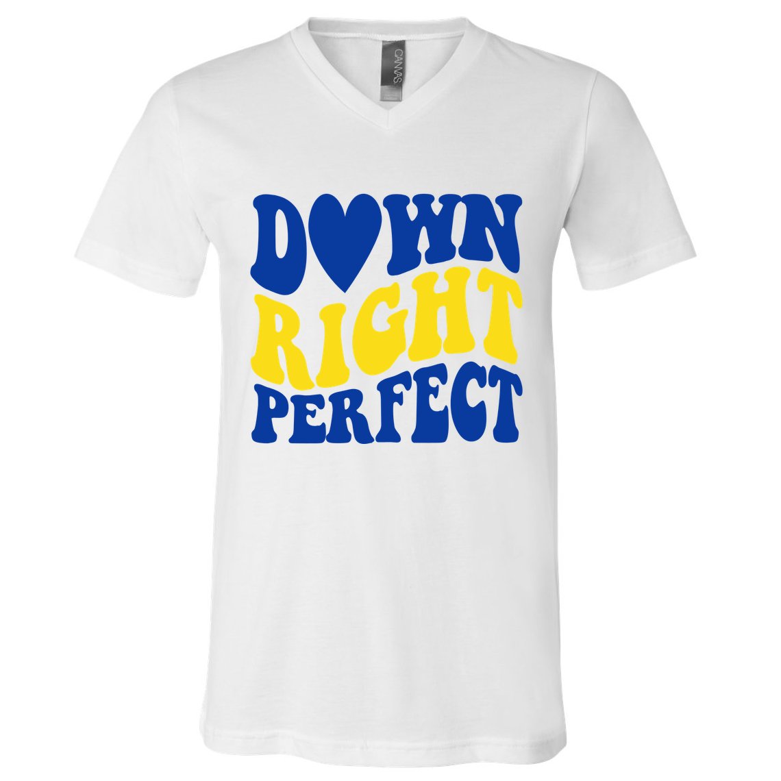 Down Right Perfect Down Syndrome Awareness V-Neck T-Shirt