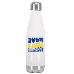 Down Right Perfect Down Syndrome Awareness Stainless Steel Insulated Water Bottle