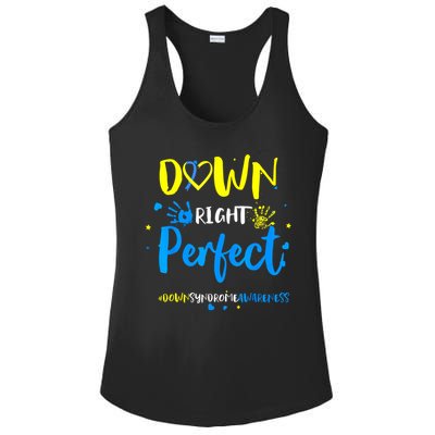Down Right Perfect Down Syndrome Awareness Ribbon Ladies PosiCharge Competitor Racerback Tank