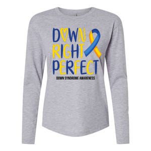 Down Right Perfect Down Syndrome Awareness Womens Cotton Relaxed Long Sleeve T-Shirt