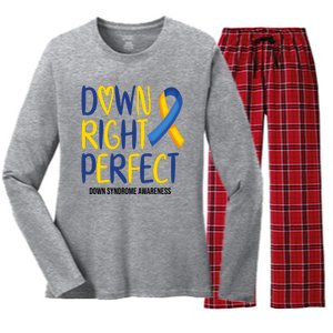 Down Right Perfect Down Syndrome Awareness Women's Long Sleeve Flannel Pajama Set 