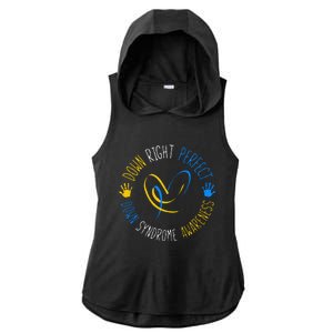 down right perfect down syndrome awareness Ladies PosiCharge Tri-Blend Wicking Draft Hoodie Tank