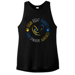 down right perfect down syndrome awareness Ladies PosiCharge Tri-Blend Wicking Tank