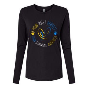 down right perfect down syndrome awareness Womens Cotton Relaxed Long Sleeve T-Shirt