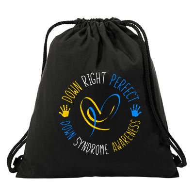 down right perfect down syndrome awareness Drawstring Bag