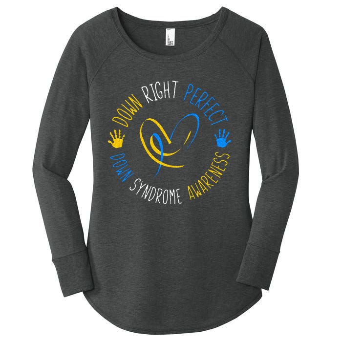 down right perfect down syndrome awareness Women's Perfect Tri Tunic Long Sleeve Shirt