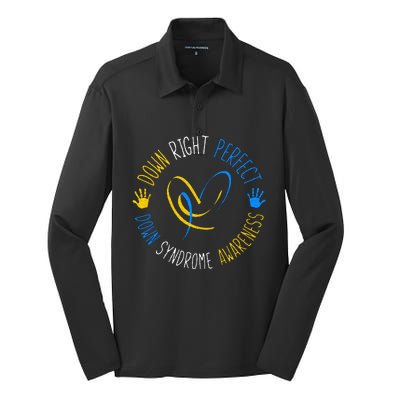 down right perfect down syndrome awareness Silk Touch Performance Long Sleeve Polo