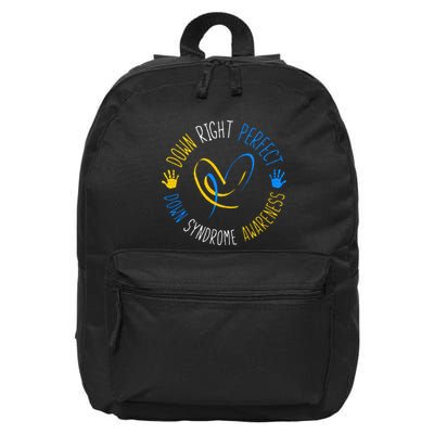 down right perfect down syndrome awareness 16 in Basic Backpack