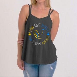 down right perfect down syndrome awareness Women's Strappy Tank