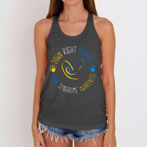 down right perfect down syndrome awareness Women's Knotted Racerback Tank