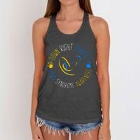 down right perfect down syndrome awareness Women's Knotted Racerback Tank