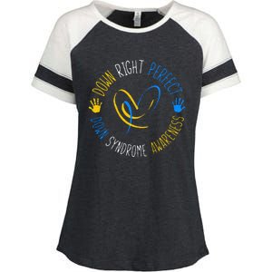 down right perfect down syndrome awareness Enza Ladies Jersey Colorblock Tee