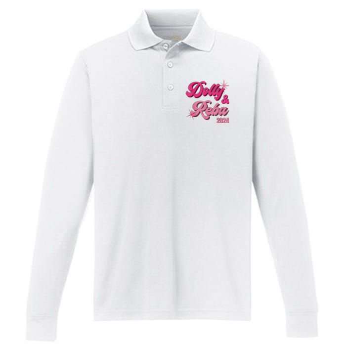 Dolly Reba Pink Groovy Style Performance Long Sleeve Polo