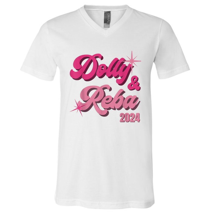 Dolly Reba Pink Groovy Style V-Neck T-Shirt