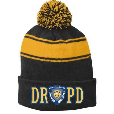 Dog River Police Department Stripe Pom Pom Beanie