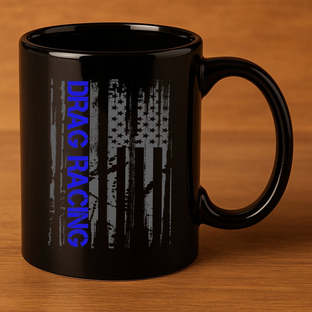 Drag Racer Patriotic American Flag Drag Racing Gift 11oz C Handle Ceramic Mug
