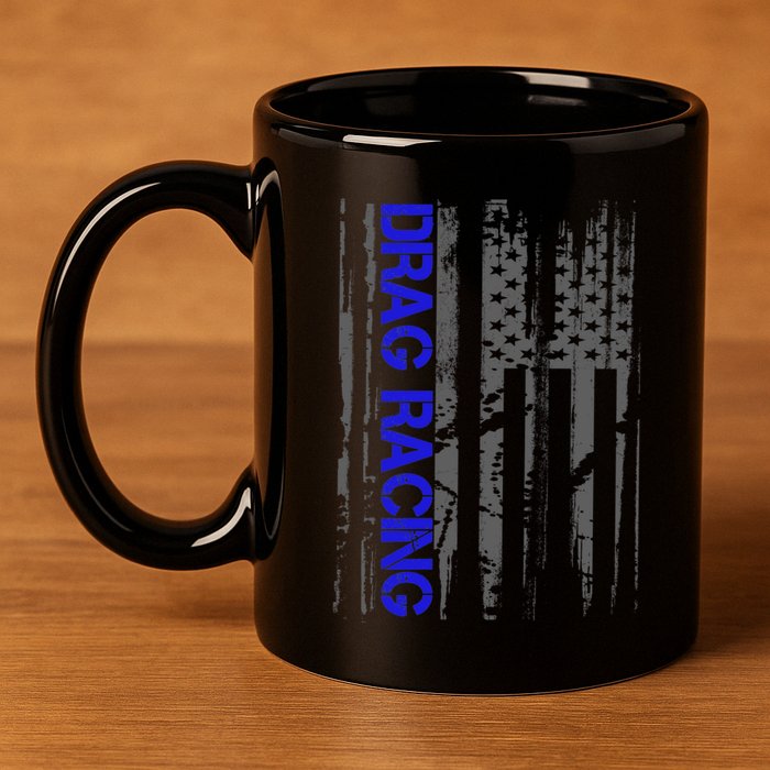 Drag Racer Patriotic American Flag Drag Racing Gift 11oz C Handle Ceramic Mug