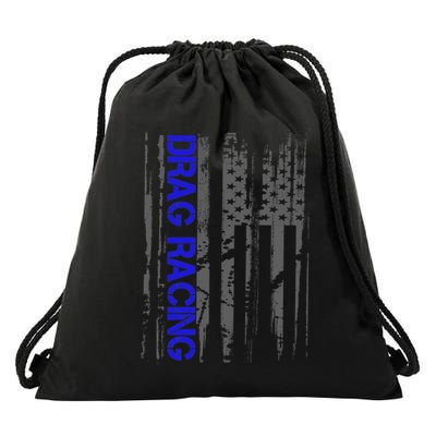 Drag Racer Patriotic American Flag Drag Racing Gift Drawstring Bag
