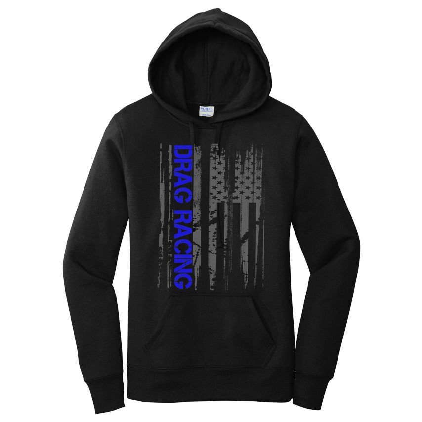 Drag Racer Patriotic American Flag Drag Racing Gift Women's Pullover Hoodie