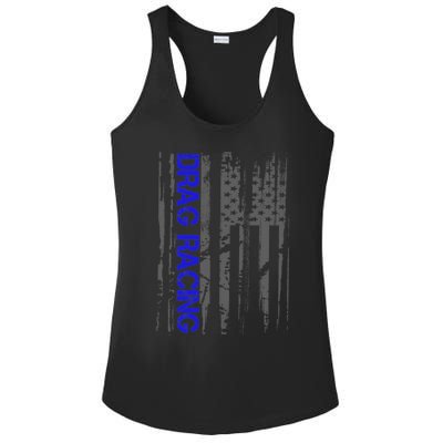 Drag Racer Patriotic American Flag Drag Racing Gift Ladies PosiCharge Competitor Racerback Tank