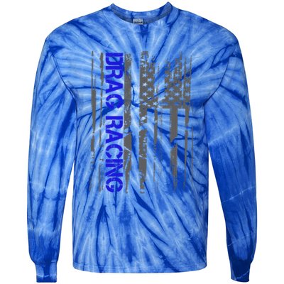 Drag Racer Patriotic American Flag Drag Racing Gift Tie-Dye Long Sleeve Shirt