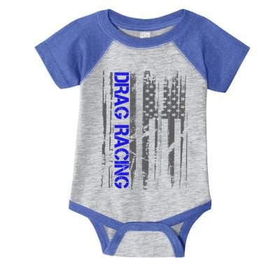 Drag Racer Patriotic American Flag Drag Racing Gift Infant Baby Jersey Bodysuit