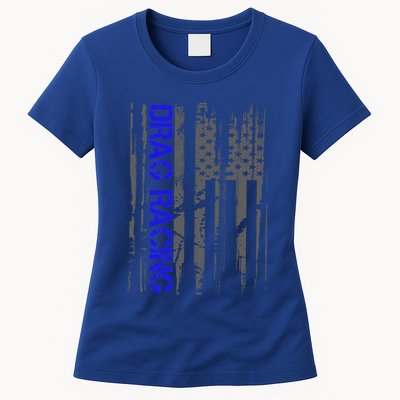 Drag Racer Patriotic American Flag Drag Racing Gift Womens T-Shirt