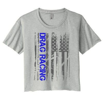 Drag Racer Patriotic American Flag Drag Racing Gift Women's Crop Top Tee