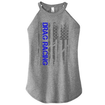 Drag Racer Patriotic American Flag Drag Racing Gift Women's Perfect Tri Rocker Tank