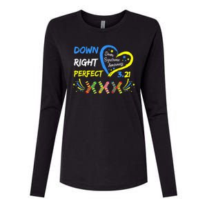 Down Right Perfect Down Syndrome Awareness Womens Cotton Relaxed Long Sleeve T-Shirt