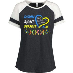 Down Right Perfect Down Syndrome Awareness Enza Ladies Jersey Colorblock Tee