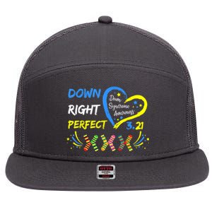 Down Right Perfect Down Syndrome Awareness 7 Panel Mesh Trucker Snapback Hat