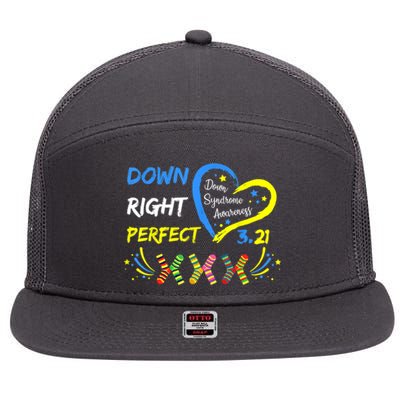 Down Right Perfect Down Syndrome Awareness 7 Panel Mesh Trucker Snapback Hat