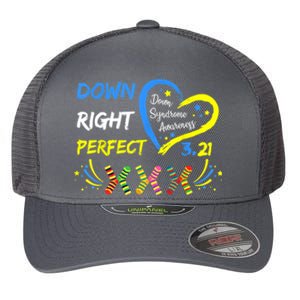 Down Right Perfect Down Syndrome Awareness Flexfit Unipanel Trucker Cap