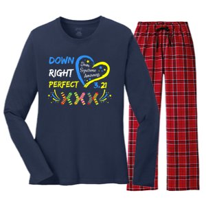 Down Right Perfect Down Syndrome Awareness Women's Long Sleeve Flannel Pajama Set 