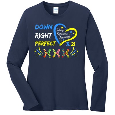 Down Right Perfect Down Syndrome Awareness Ladies Long Sleeve Shirt