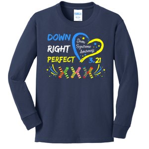 Down Right Perfect Down Syndrome Awareness Kids Long Sleeve Shirt