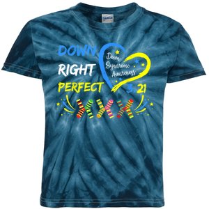 Down Right Perfect Down Syndrome Awareness Kids Tie-Dye T-Shirt