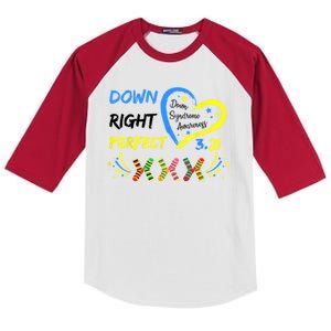 Down Right Perfect Down Syndrome Awareness Kids Colorblock Raglan Jersey