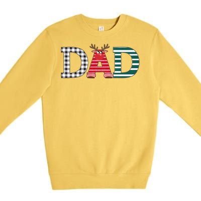 Dad Reindeer Plaid Christmas Holiday Design Premium Crewneck Sweatshirt