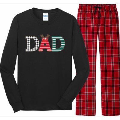 Dad Reindeer Plaid Christmas Holiday Design Long Sleeve Pajama Set