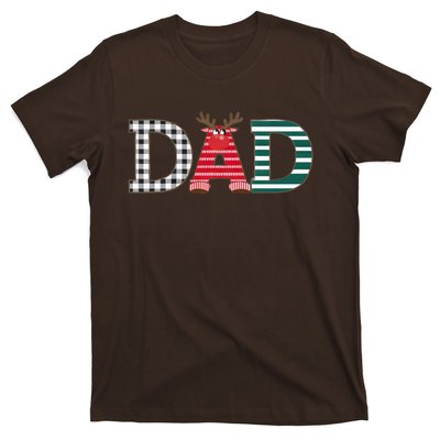 Dad Reindeer Plaid Christmas Holiday Design T-Shirt