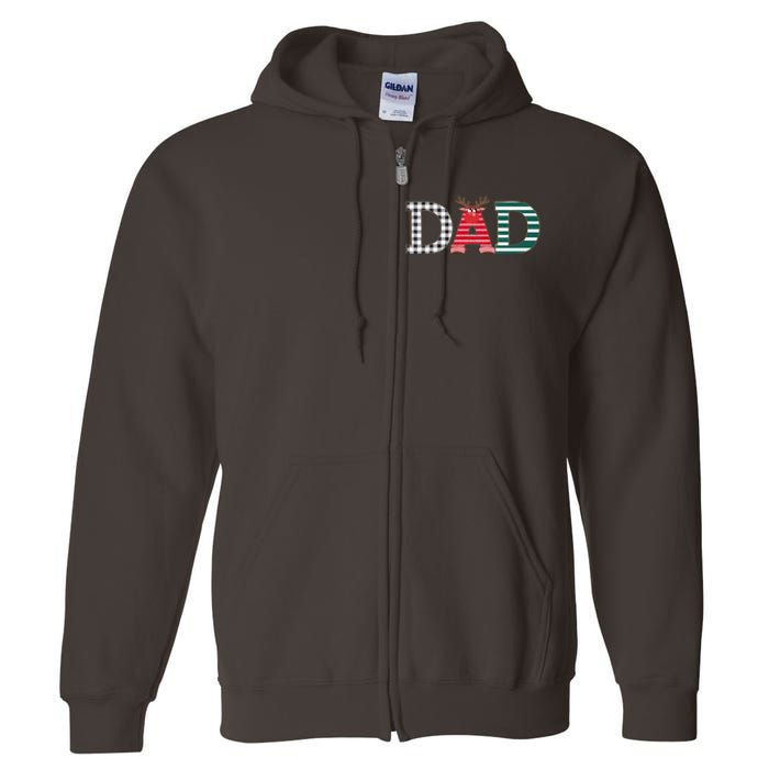 Dad Reindeer Plaid Christmas Holiday Design Full Zip Hoodie