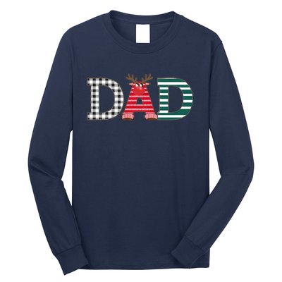 Dad Reindeer Plaid Christmas Holiday Design Long Sleeve Shirt