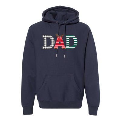 Dad Reindeer Plaid Christmas Holiday Design Premium Hoodie