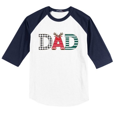 Dad Reindeer Plaid Christmas Holiday Design Baseball Sleeve Shirt