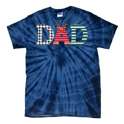 Dad Reindeer Plaid Christmas Holiday Design Tie-Dye T-Shirt