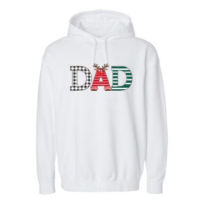 Dad Reindeer Plaid Christmas Holiday Design Garment-Dyed Fleece Hoodie