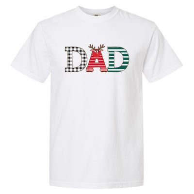 Dad Reindeer Plaid Christmas Holiday Design Garment-Dyed Heavyweight T-Shirt