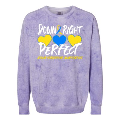 Down Right Perfect Down Syndrome Awareness Colorblast Crewneck Sweatshirt